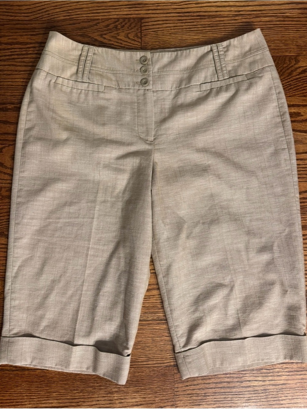Larry Levine Luxury Tan Khaki Cropped Linen Style Pants - 12